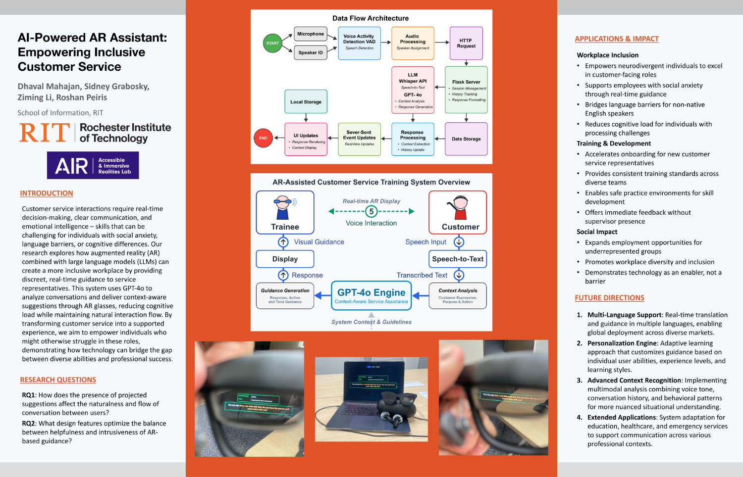 Research poster for the AI-Powered AR Assistant project presented at the Fram Signature Exhibition