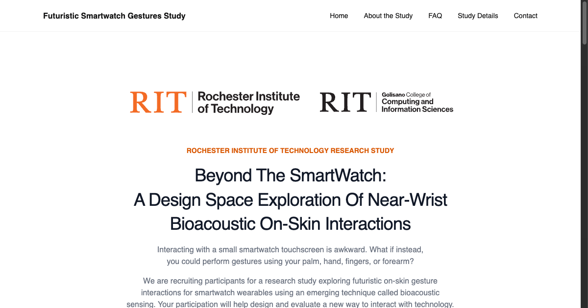 Participant Recruitment website for Thesis Study, contains additional information